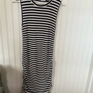 Striped Navy and White Sleeveless Casual Dress